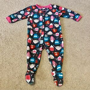 Carter's Girls Grey Fleece Hot Cocoa Footie Sleeper Sz 12M